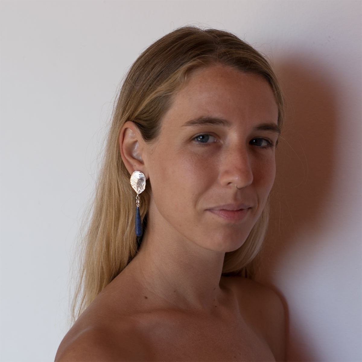 CRETA BLUE long dripping earrings in Dumortierite - Limited Edition - aguamarga