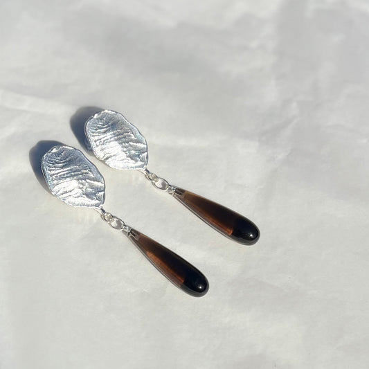 CRETA BROWN long dripping earrings in Smoky Quartz - Limited Edition - aguamarga