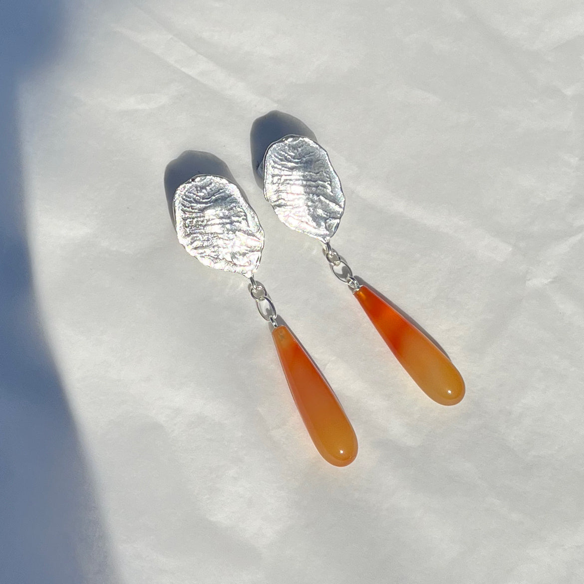 CRETA ORANGE long dripping earrings in Carnelian - Limited Edition - aguamarga