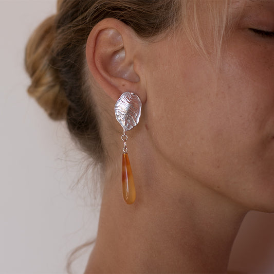 CRETA ORANGE long dripping earrings in Carnelian - Limited Edition - aguamarga