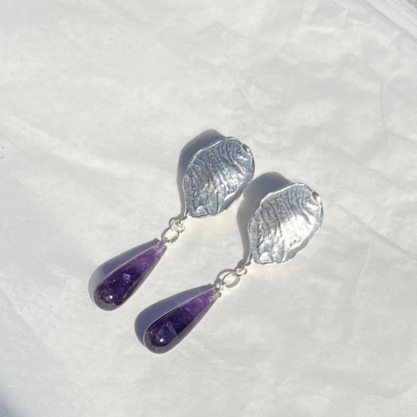 CRETA PURPLE long dripping earrings in Amethyst - Limited Edition - aguamarga