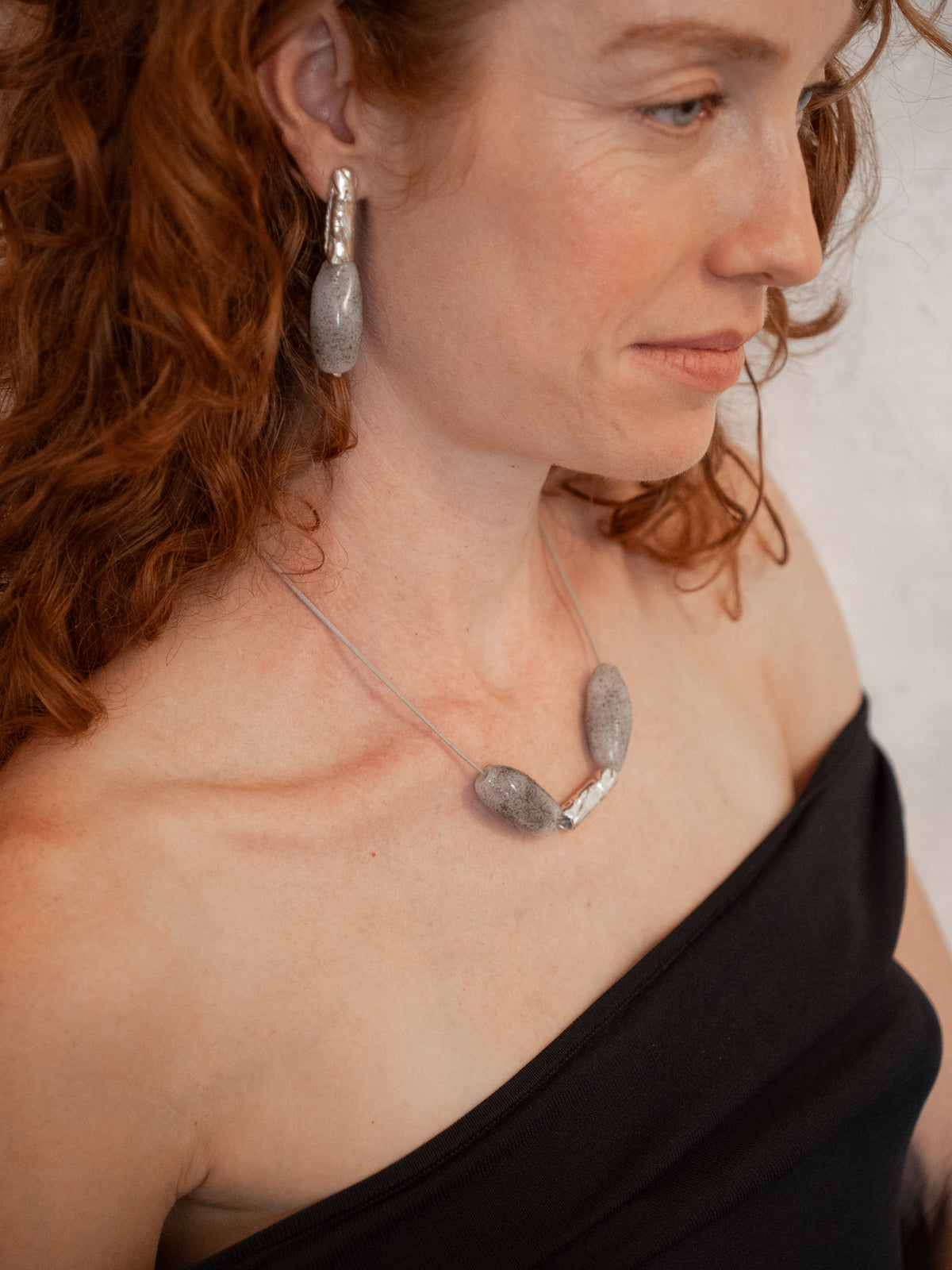 Handmade silver and blown glass jewelry collection inspired by Greece by Aguamarga Studio and House of VV