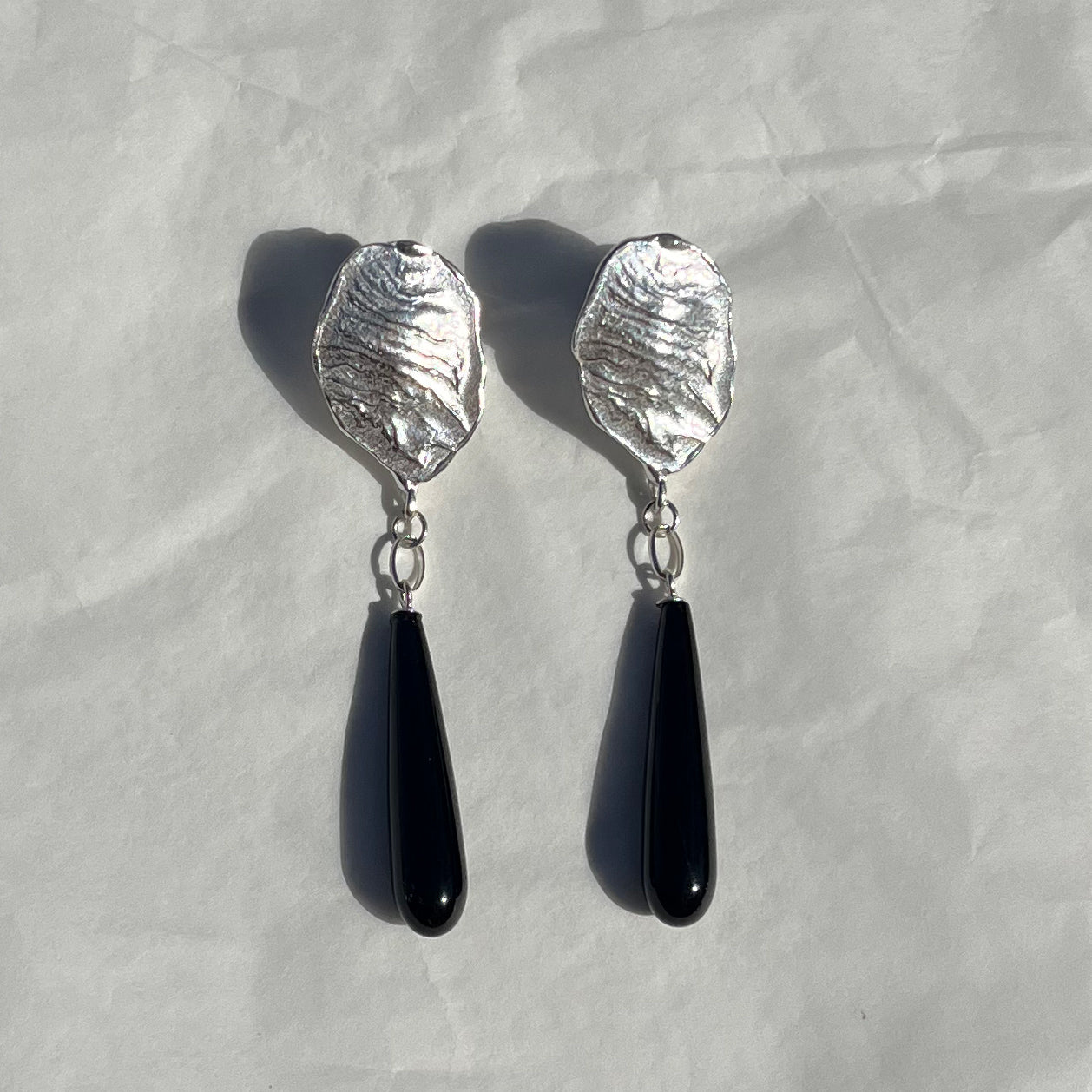 CRETA BLACK long dripping earrings in Onyx - Limited Edition