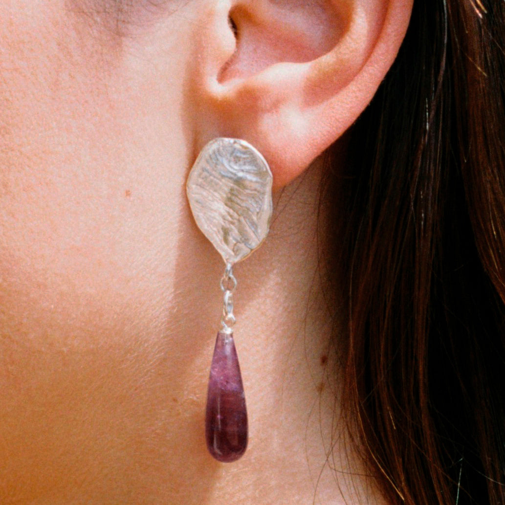 CRETA PURPLE long dripping earrings in Amethyst - Limited Edition