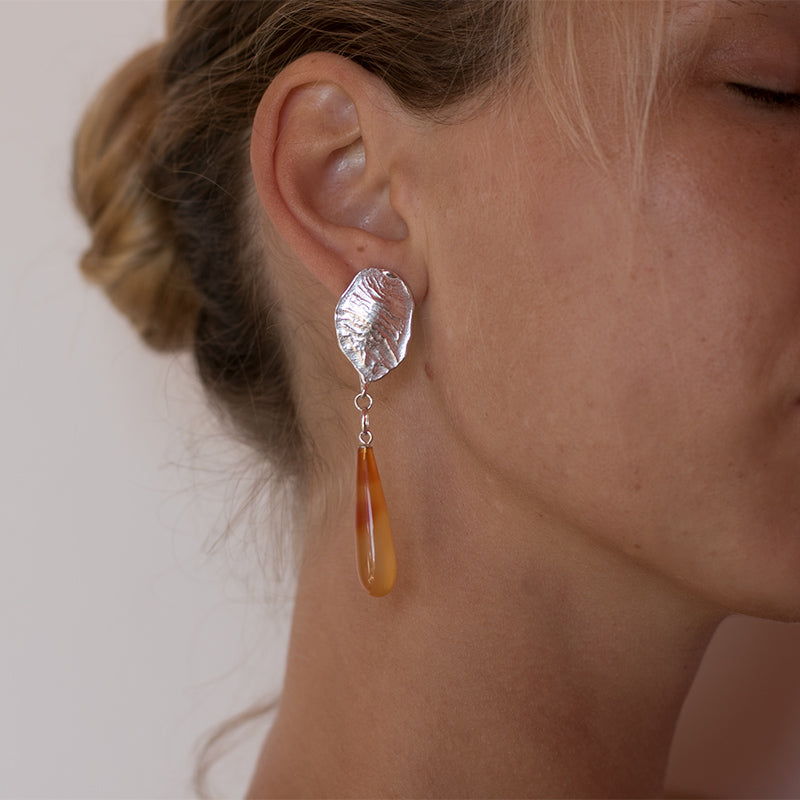 CRETA ORANGE long dripping earrings in Carnelian - Limited Edition