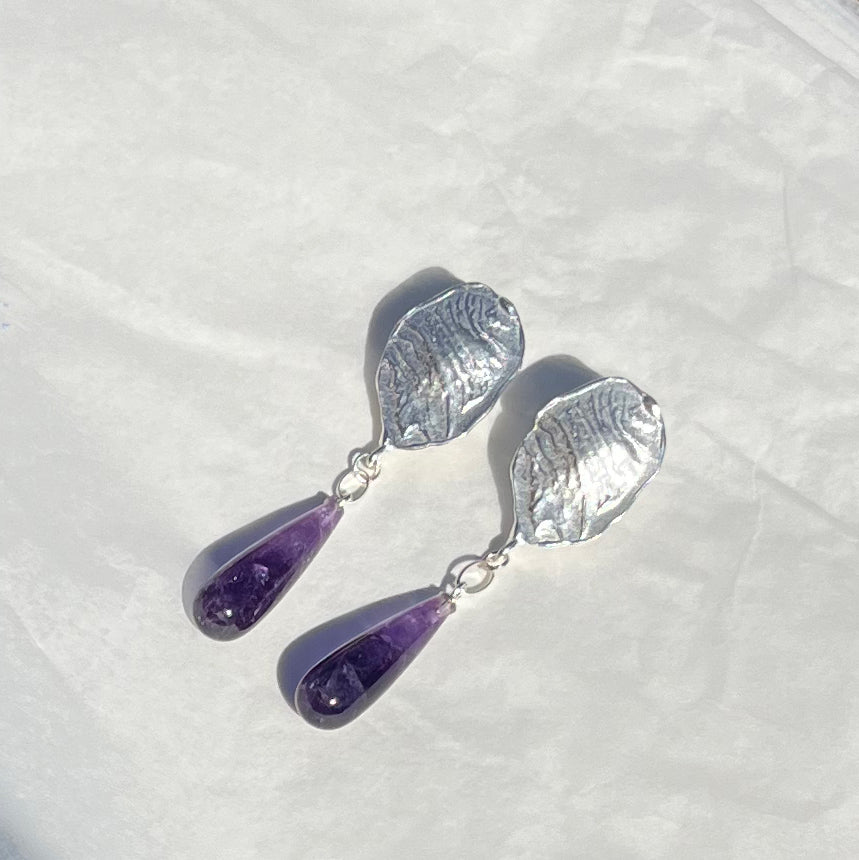 CRETA PURPLE long dripping earrings in Amethyst - Limited Edition