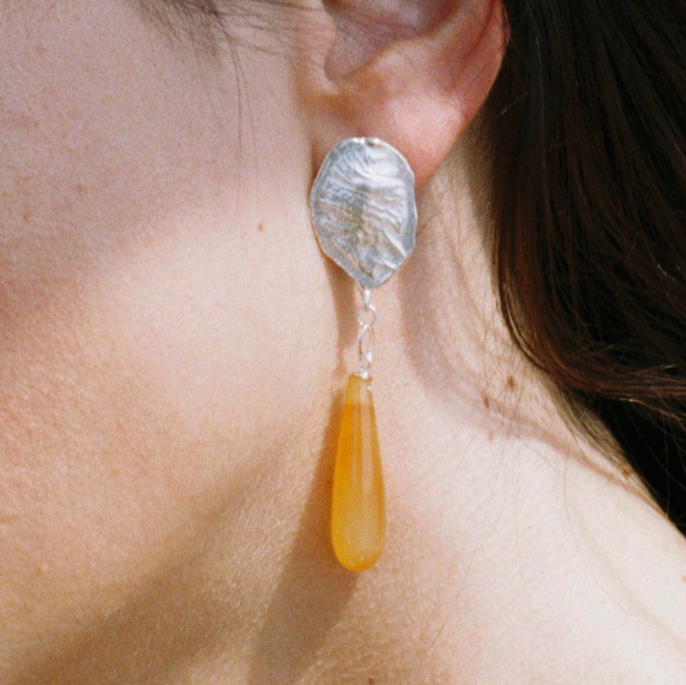 CRETA ORANGE long dripping earrings in Carnelian - Limited Edition