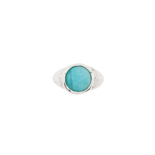 Garden ring in silver with amazonite stone by Aguamarga Studio