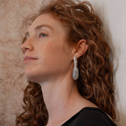 Grape handmade silver and glass earrings by Aguamarga Studio and House of VV