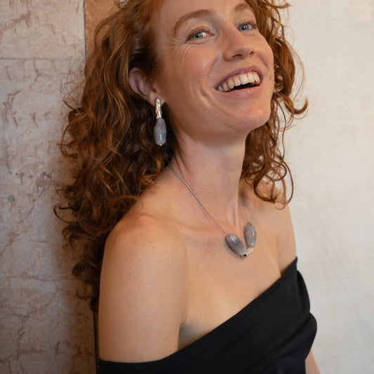 Handcrafted silver and blown glass jewelry collection inspired by Greece by Aguamarga Studio