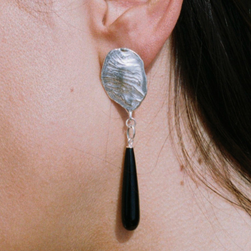 CRETA BLACK long dripping earrings in Onyx - Limited Edition