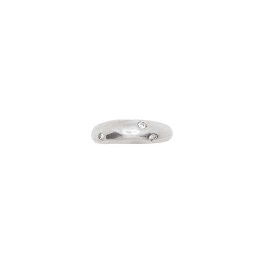 Forest Ring made of recycled silver with  diamonds, an organic and handmade finish